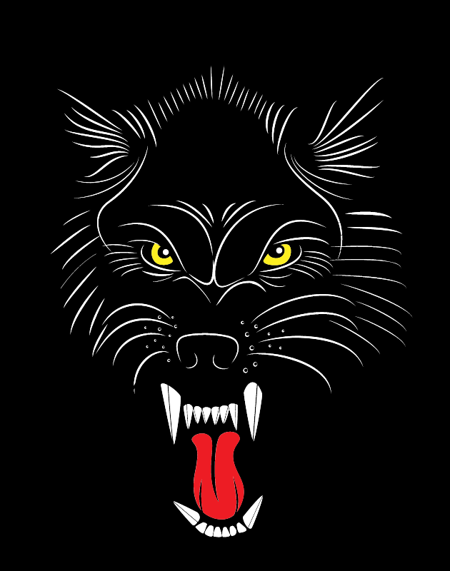Head of Roaring Wolf in Silhouette