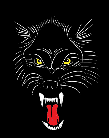 Head of Roaring Wolf in Silhouette