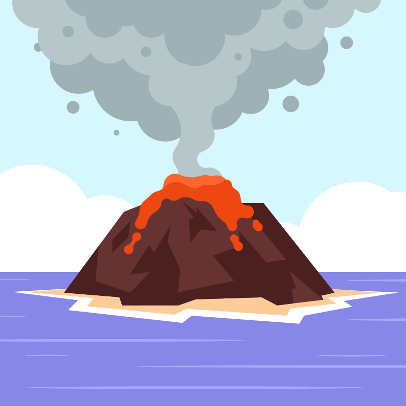 Mountain Volcano Erupting with Lava