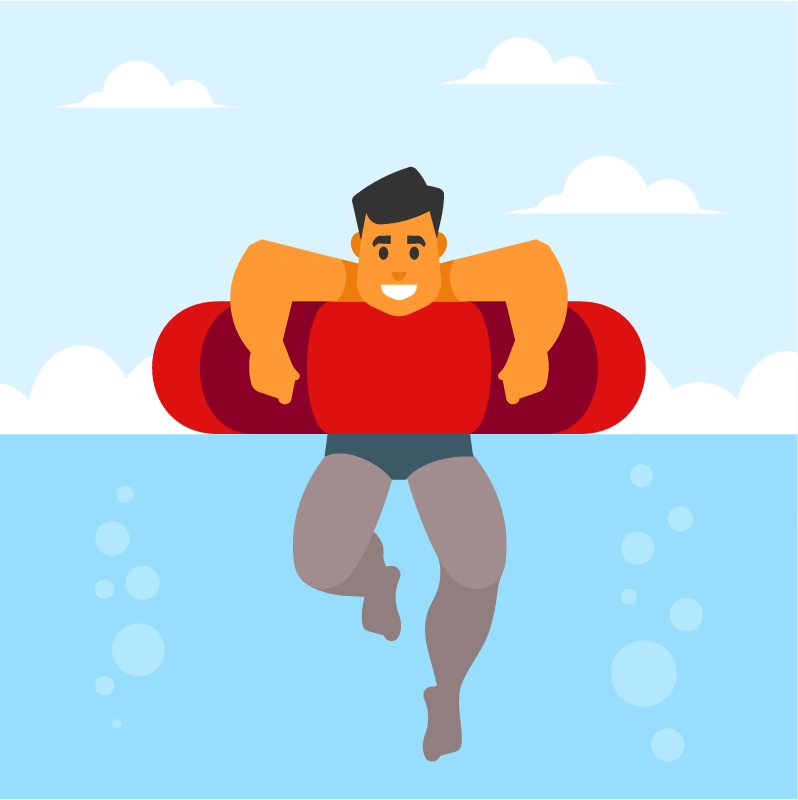 Man Floating on an Inflatable Ring in the Ocean