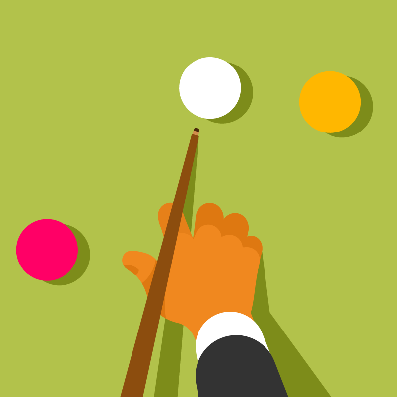 Hitting the Ball with a Cue in Billiards
