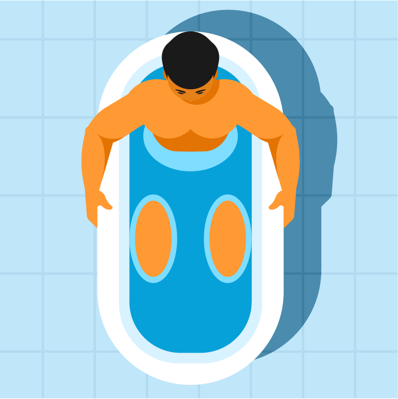 Man Soaking in a Comfortable Bathtub