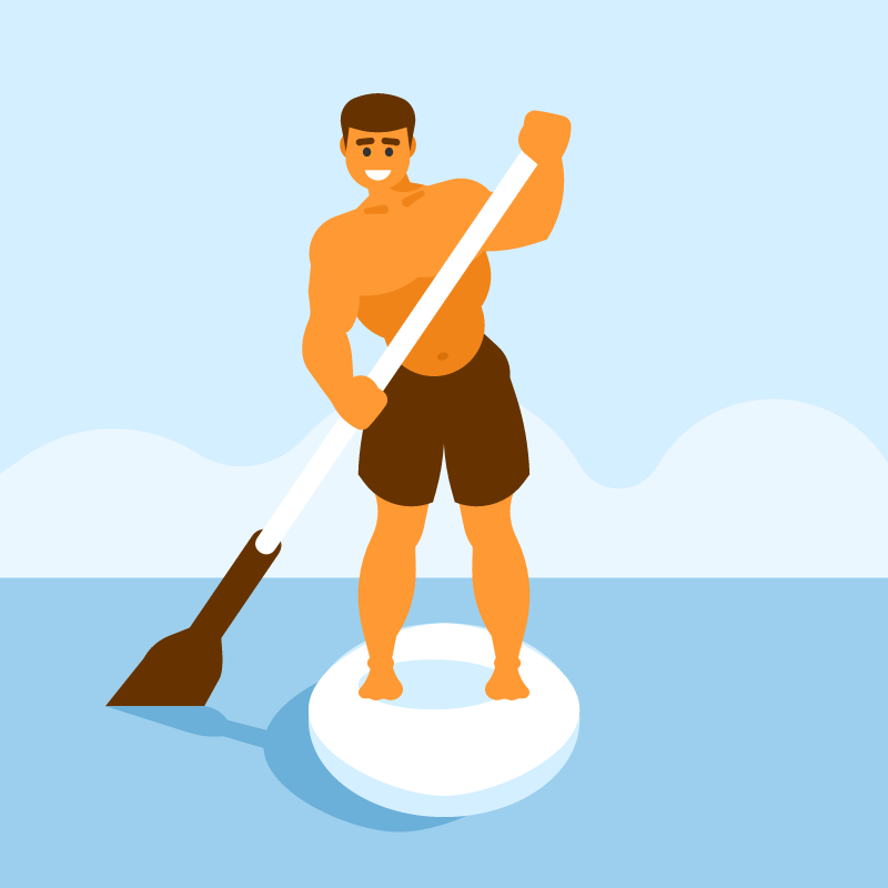 Paddle Boarder Balancing on Water