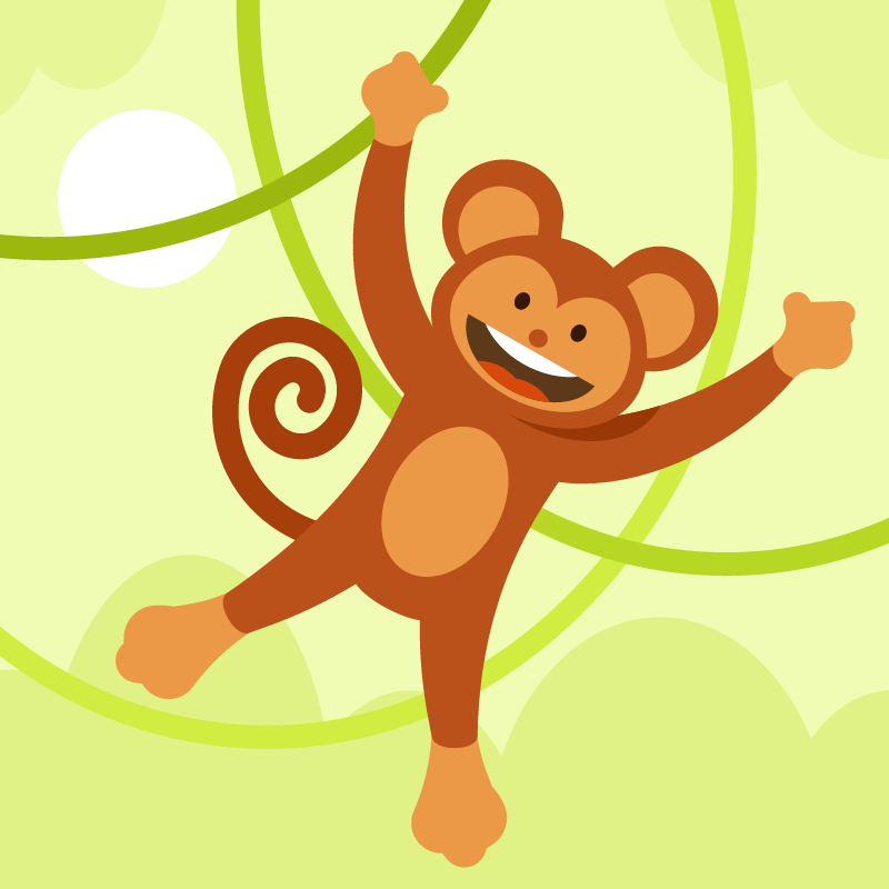 Playful Monkey Swinging on Vines