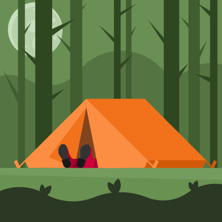 Tourist Sleeping in a Tent in Nature