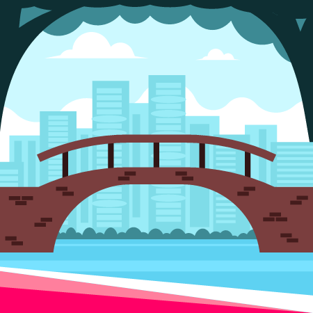 Urban View with Stone Bridge