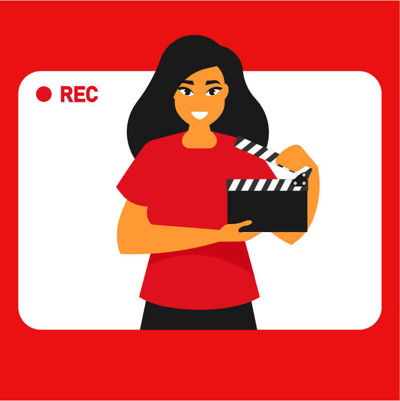Video Recording with Clapperboard Held by Girl