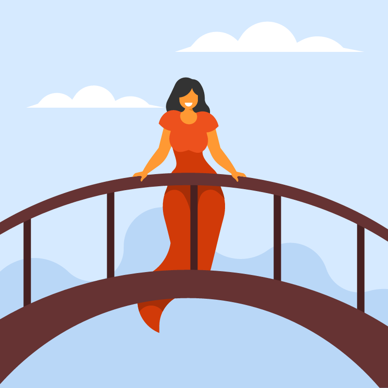 Woman Posing on a Bridge in a Long Dress