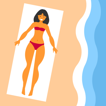 Woman Relaxing While Sunbathing on Beach