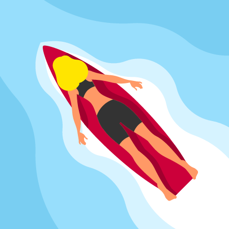 Woman Resting on Surfboard in the Water