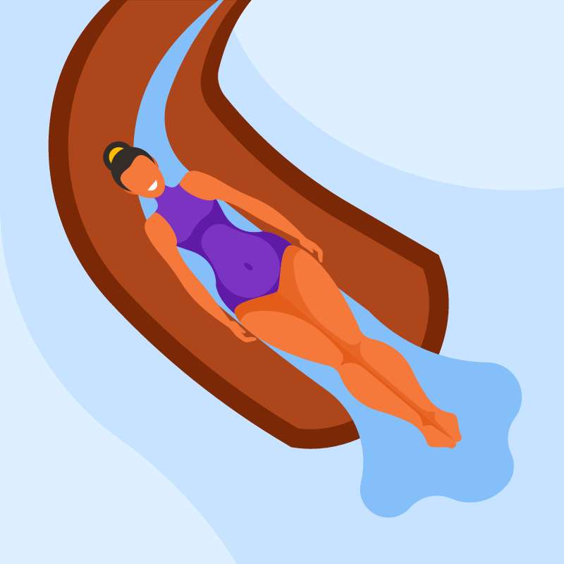 Woman Thrilling Ride on Water Slide