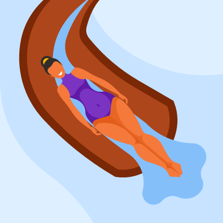 Woman Thrilling Ride on Water Slide