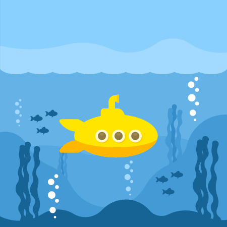 Yellow Submarine Navigating Underwater