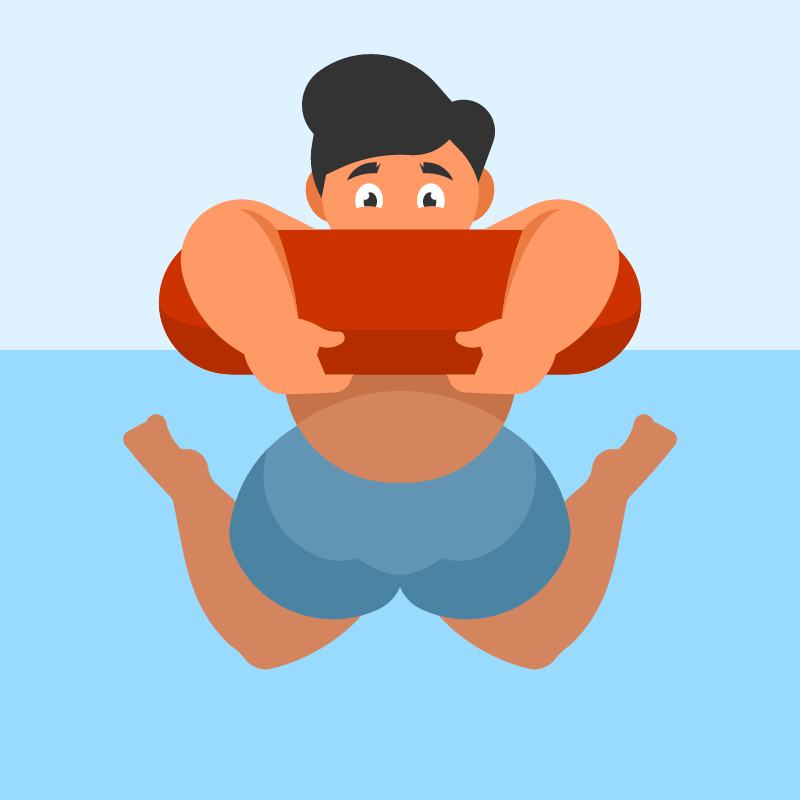 Child Floating with Rubber Ring