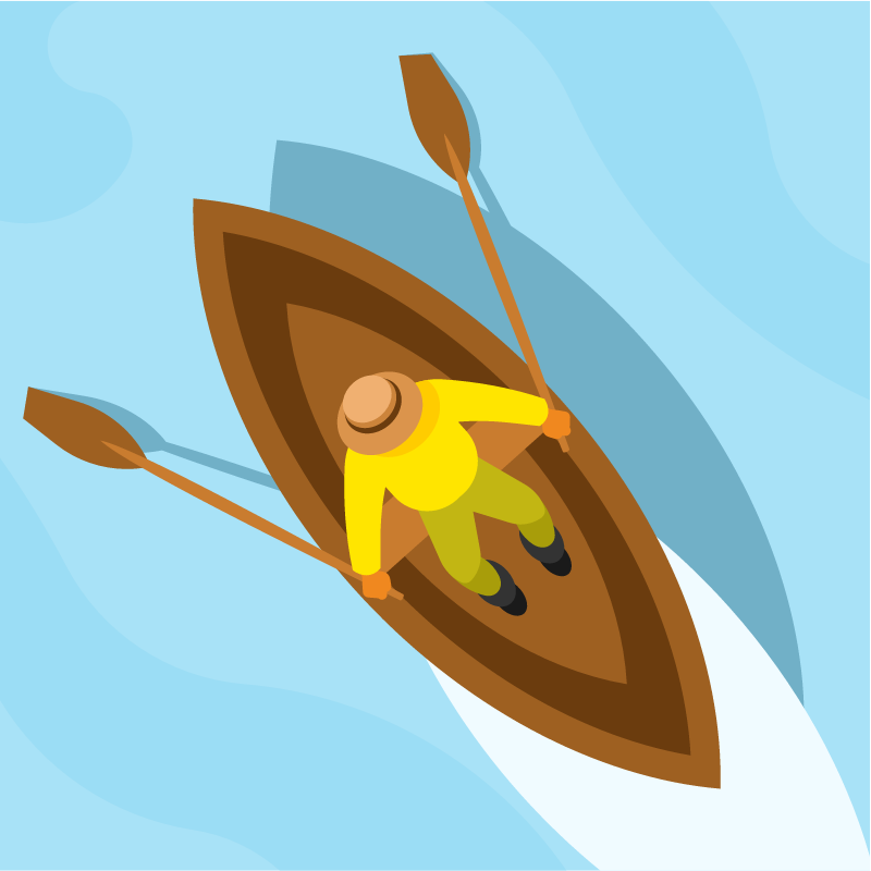 Rowing Boat Depicted from an Aerial Perspective