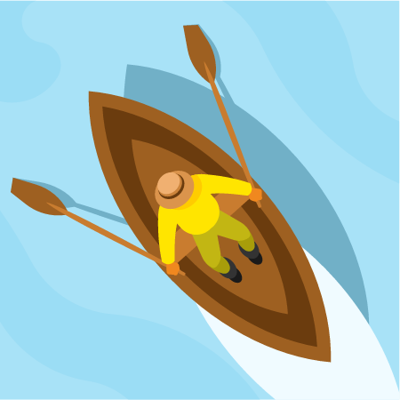 Rowing Boat Depicted from an Aerial Perspective