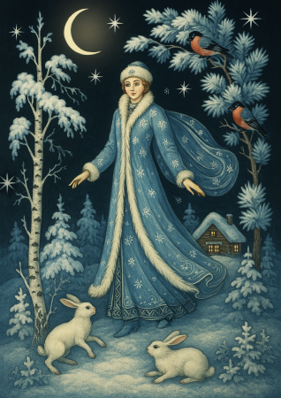 snegurochka with 2 rabbits