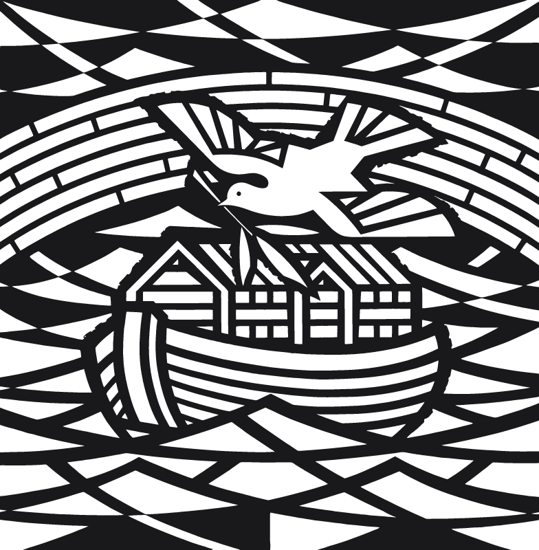 Noah's Ark Rainbow & Dove Line Art