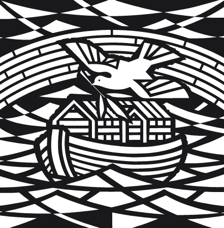 Noah's Ark Rainbow & Dove Line Art