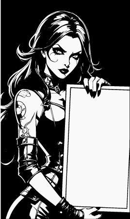 Dark Goth Woman with Sign