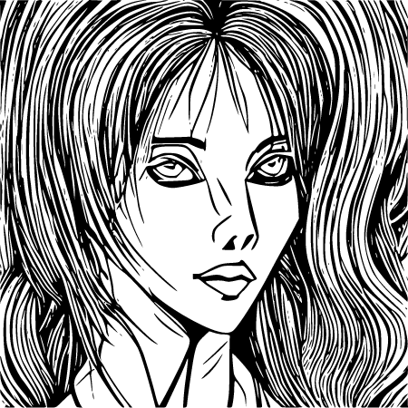 Lineart Woman With Flowing Hair