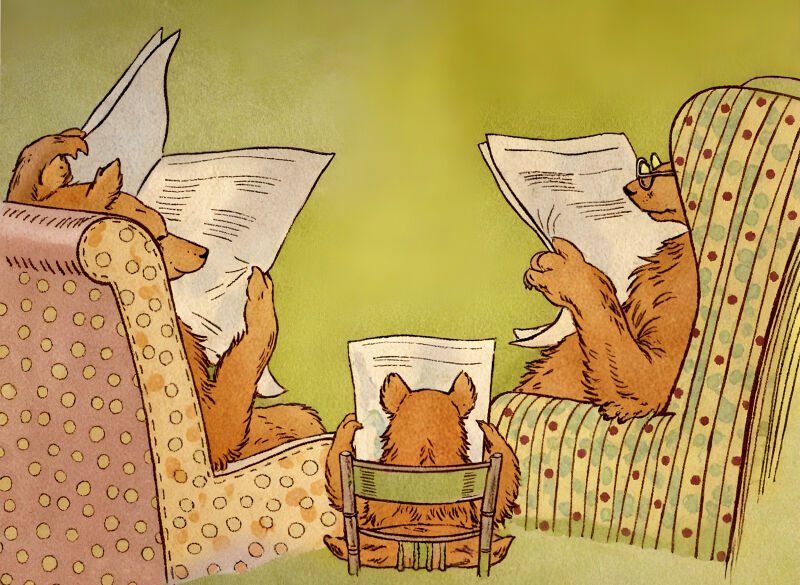 Bears reading in armchairs