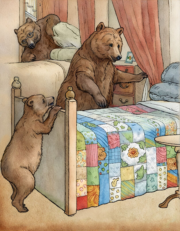 Bears discover Goldilocks in bed