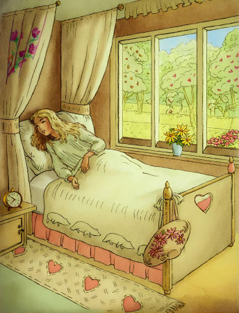 Goldilocks resting in child’s bed