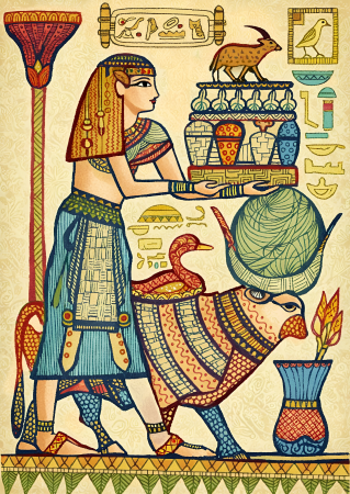 Egyptian woman with animals