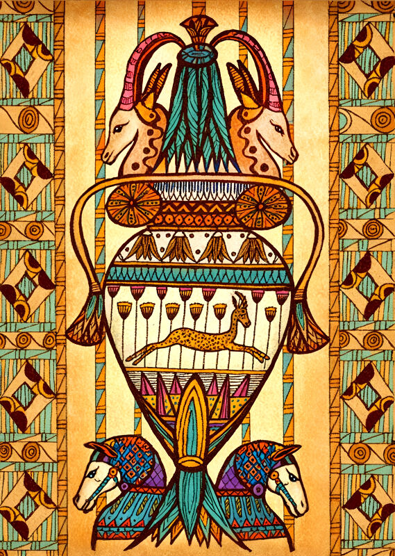 Ceremonial amphora with animal heads