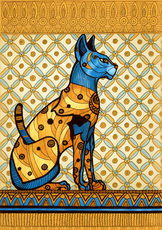  Sacred Egyptian cat with ornamental collar
