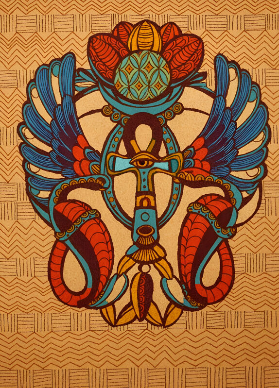 Winged ankh with Eye of Horus 
