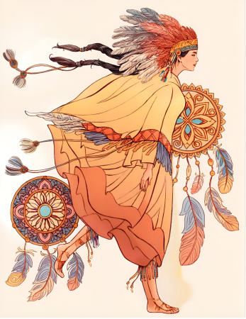 Elegant dancing lady in traditional costume