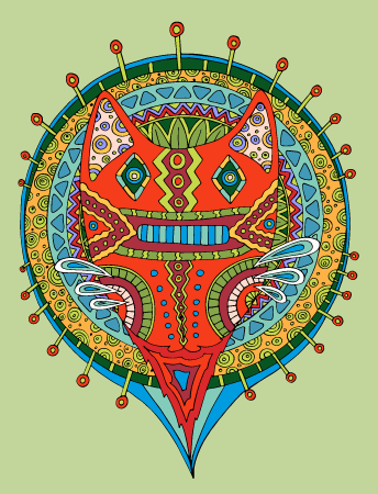Forest Cat with Tribal Pattern