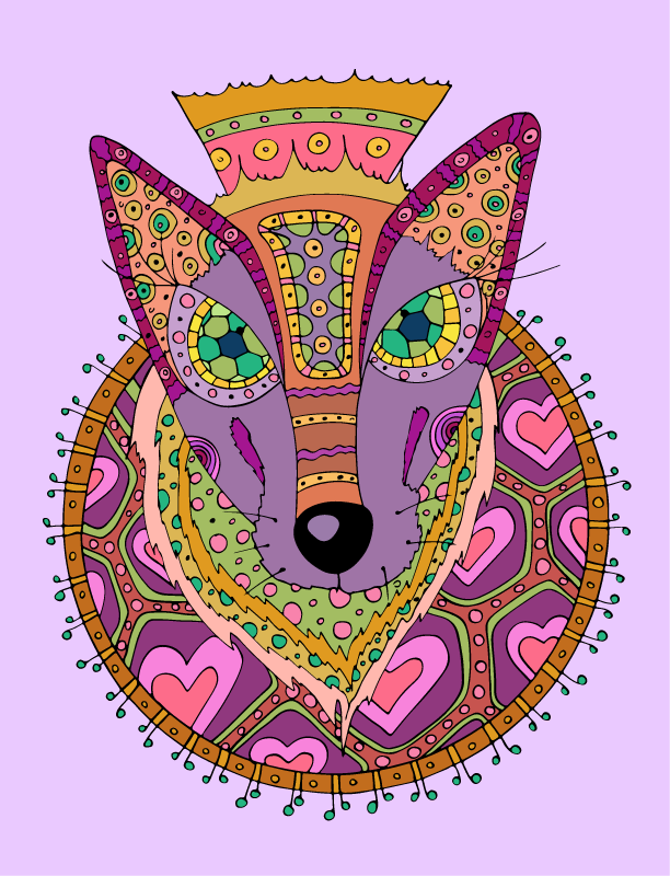 Wolf with Tribal Pattern