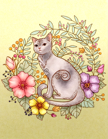 Cat in flowers