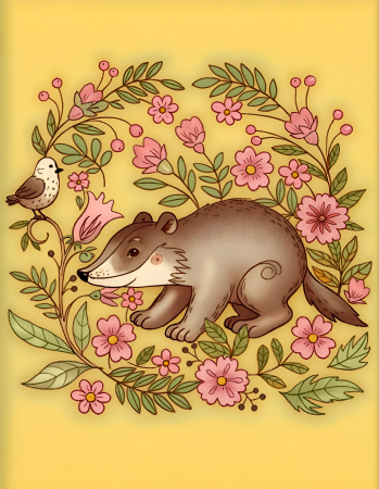 Badger in blossoms