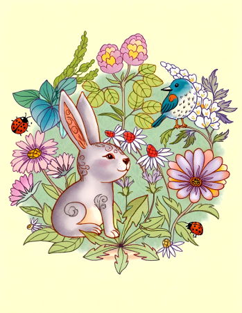 Rabbit in flowers