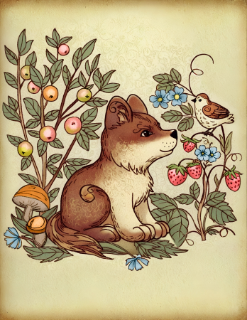 Wolf in berries