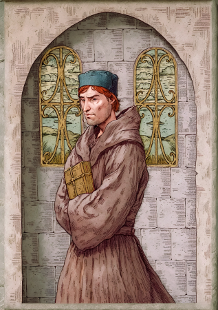 Medieval Monk With Book