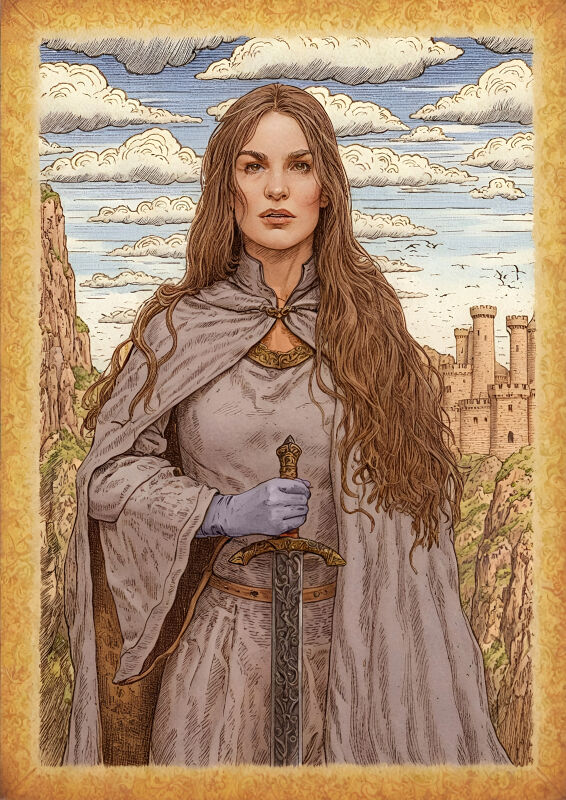 Castle Lady In Grey Cloak