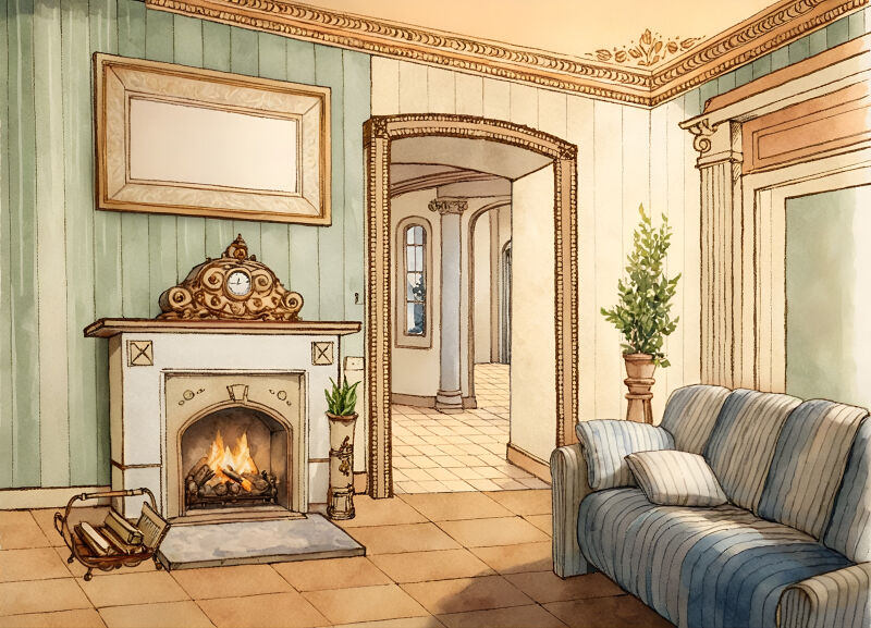 Vintage Fireplace Living-Room