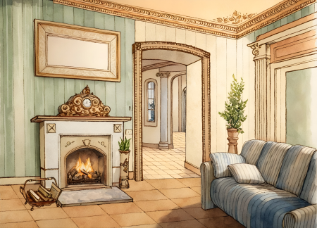 Vintage Fireplace Living-Room