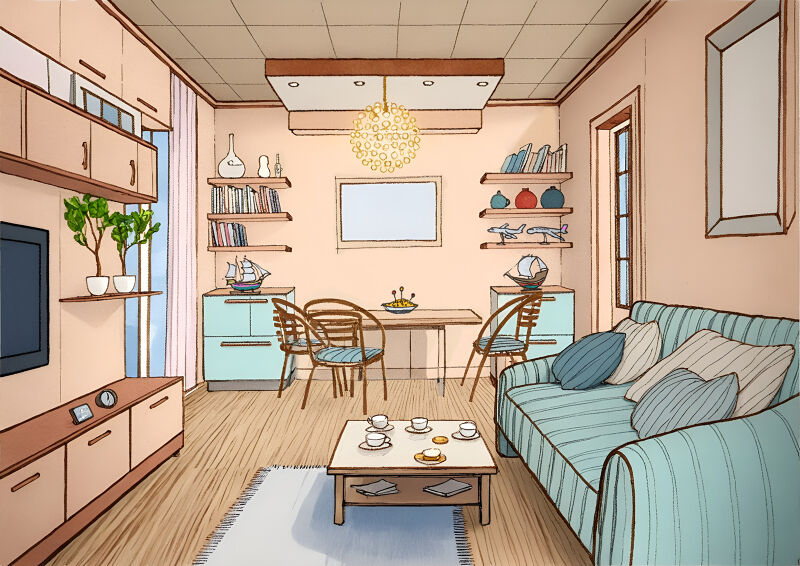 Living-room-with a luminous ball