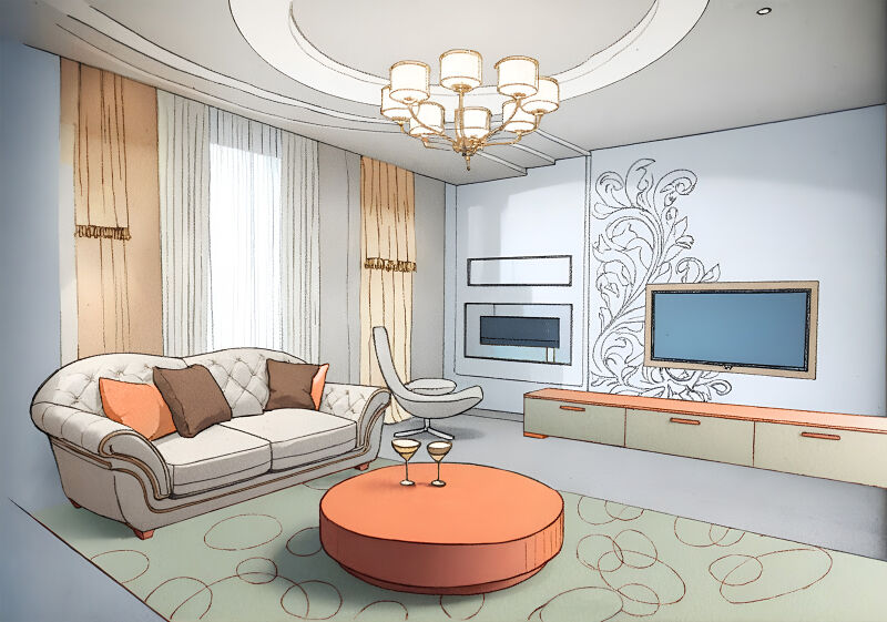 Luxury Living-Room With Round Ceiling