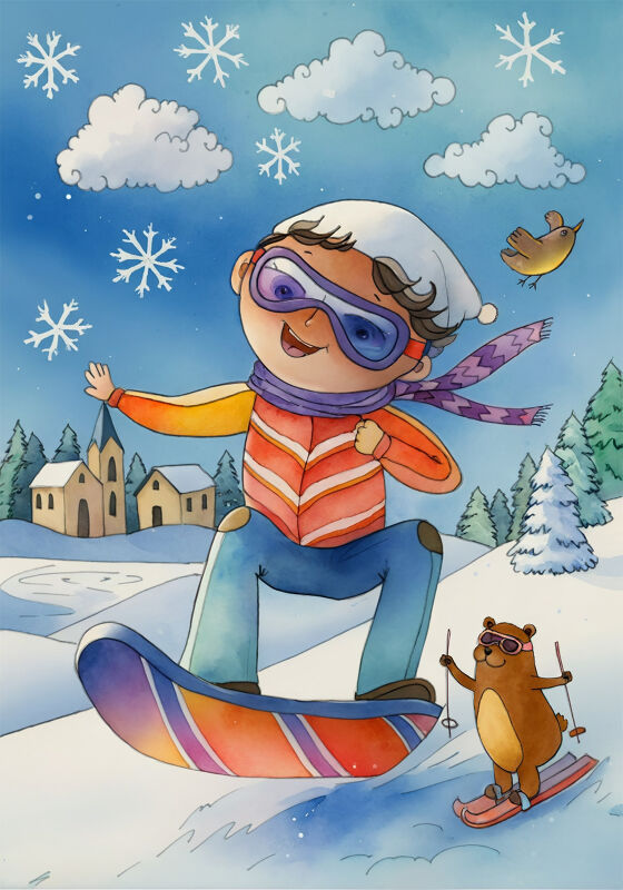 Snowboarding Boy (February)