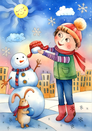 Building Snowman (January)