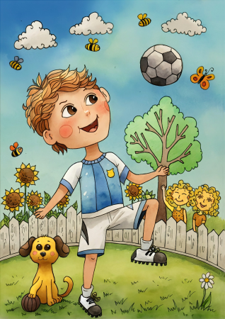 Boy Playing Football (June)