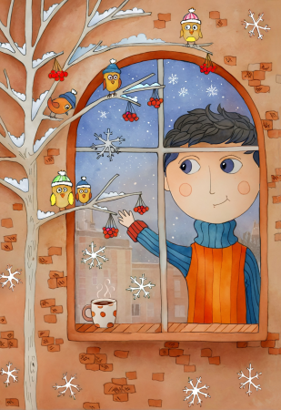 Boy Watching Snowfall (November)