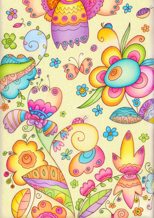 Whimsical Forest Flowers and Butterflies in Pastel Colors
